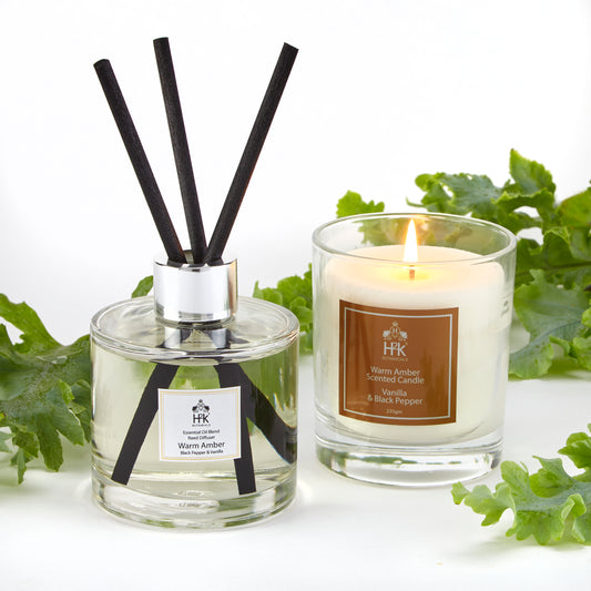 Black Pepper and Vanilla Warm Amber Candle & Reed Diffuser