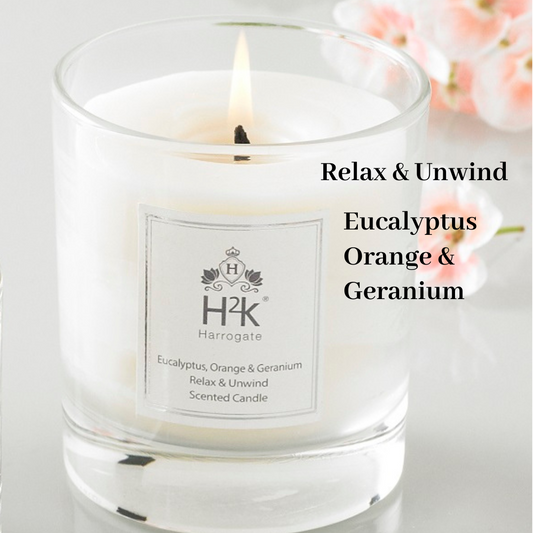 Relax and Unwind Eucalyptus, Orange and Geranium Candle with Reed Diffuser