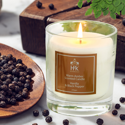 Warm Amber Black Pepper and Vanilla Soy Wax Candle