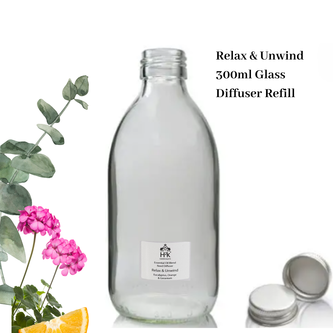 Eucalyptus Orange and Geranium Reed Diffuser Relax and Unwind REFILL with 3 Reeds