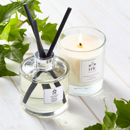 Delicious Home Scent Gift with White Tea, Pear and Grapefruit Diffuser and Candle