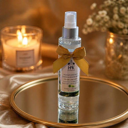 Whisperwood Room and Linen Mist with Basil Cedarwood and Lemon